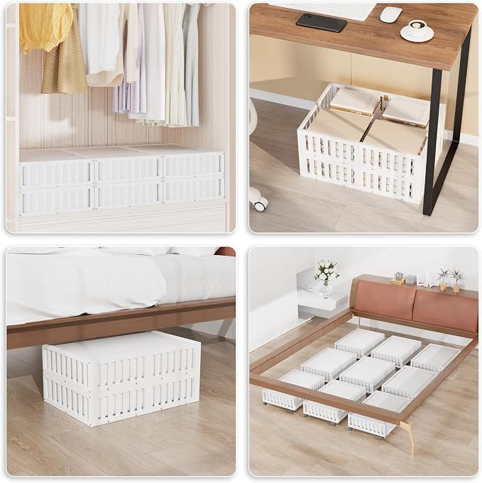 Under Bed Storage with Wheels, 2 Pcs Bamboo Drawers for Clothes and Toy | 360° wheels glide smoothly, Sturdy bamboo frames hold clothes, shoes, bedding and toys. Easy pullout access keeps rooms tidy