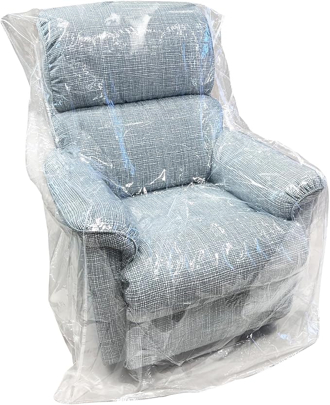 Swanna Plastic Recliner Furniture Cover – Clear Moving Bag for Couch, Heavy Duty Waterproof Cover Pets | Cat Scratching Protector,Plastic Chair Cover 42" BH x 25" AH x 36”W x 40”D (Armchair-1 Pack)