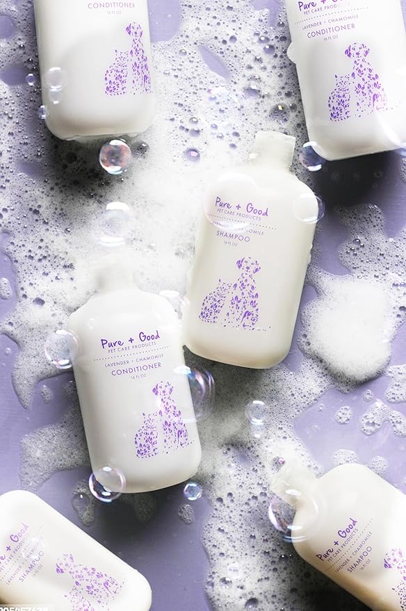 Pure + Good - Shampoo and Conditioner Set, Formulated for All Pets, Gentle and Cleansing, Made in The USA, Cruelty Free, 16 fl oz (Lavender + Chamomile)