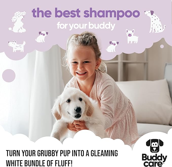 White Dog Shampoo by Buddycare (33.8oz) | Brightening and Whitening Shampoo for Dogs | Deep Cleansing, Fresh Scented | with Aloe Vera and Pro Vitamin B5