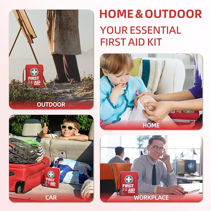 General Medi First Aid Kit - Small Compact First Aid Kit Bag(175 Piece) - Reflective Bag Design- Includes Instant Cold Pack, Emergency Blanket for Travel, Home, Office, Vehicle,Camping