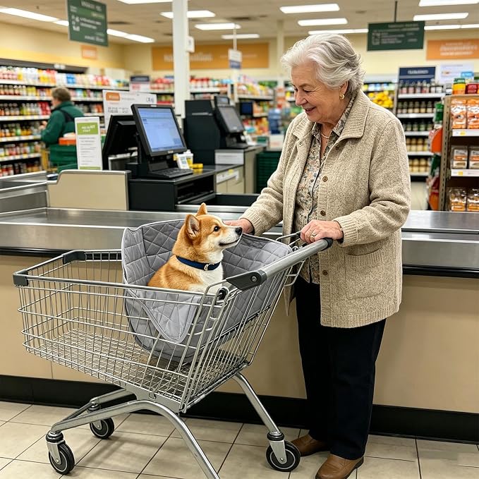Dog Shopping Cart Cover - Waterproof Shopping Trolley Cover | Universal Foldable Portable Carts Protector for Outdoor Supermarket Public Space Restaurant Cafe