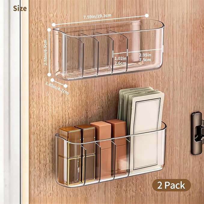 PAVSTINE Clear Medicine Cabinet Organizer, Slim Makeup Holder, for Bathroom, Vanity, Countertop