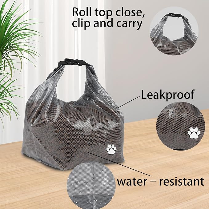 Travel Dog Food Container Set of 2,Large Capacity Pet Food Storage Bag,Reusable Dog Food Storage Container 3.3lb/5.7lb,Pet Safe,Foldable,Is Easy to Use,Plastic is Durable and Water Proof