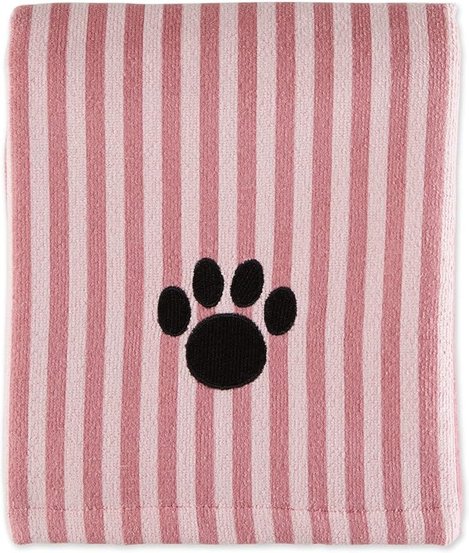 Bone Dry Pet Grooming Microfiber Towel, Striped Collection, X-Large, 41x23.5", Rose