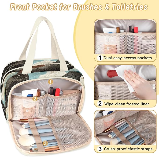 Wood Grouse Travel Toiletry Bag for Women | Serene Forest Lightweight Waterproof Makeup Cosmetic Bag Large Tote Organizer for Traveling, Toiletries, Accessories