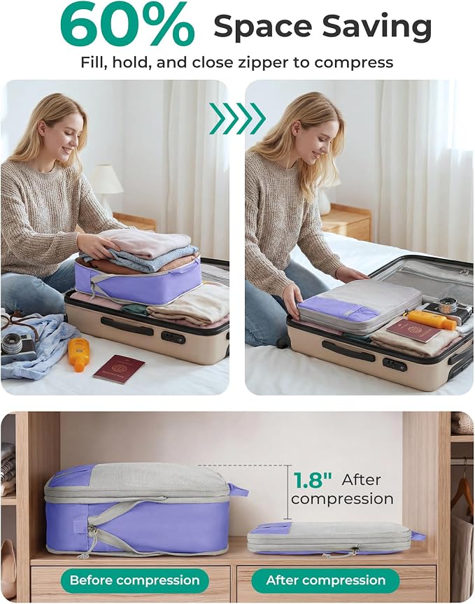 BAGSMART Compression Packing Cubes for Travel Essentials | 14 Set /6 Set /4 Set/2 Set, Lightweight, Durable