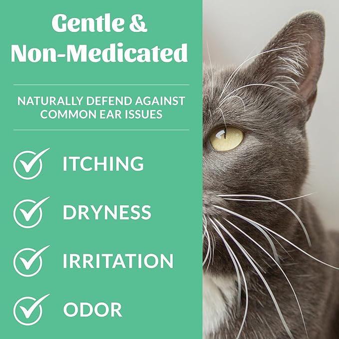 SKOUT'S HONOR Cat Ear Cleaner Solution with Aloe Vera - Alcohol-Free, Fragrance-Free, Non-Medicated Ear Wash for Cats, 4 oz., 2-Pack
