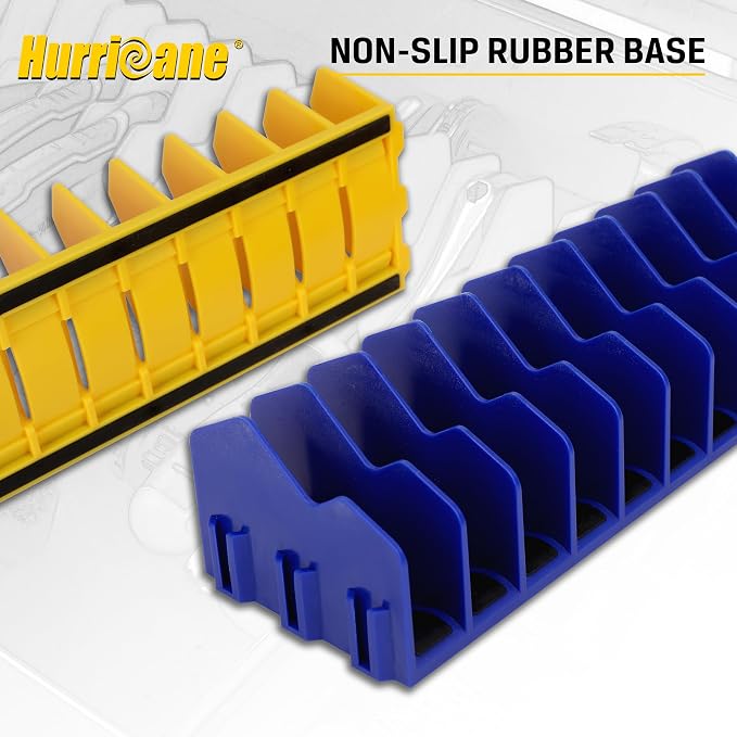 HURRICANE Pliers Organizer Rack, Pliers Cutters Organizer with Non-Slip Rubber Base, Keep Tools Organized in Drawers, 2 Pack, Extendable Design, Fit 3'H Drawers and More(Yellow and Blue)