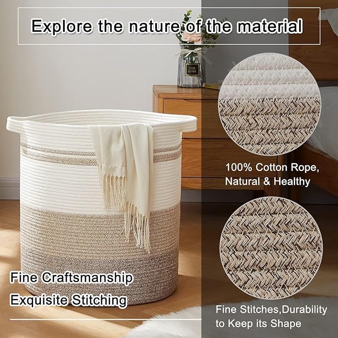 OIAHOMY 120L Laundry Baskets Hamper with Handles, Decorative Basket for Living room, Woven Storage Basket for Toys Bin,Pillows, Blankets, Clothes-20x22.5in-Gradient Yellow | Tall Dirty Clothes Hamper with Handle,Blanket Basket,Decorative Basket for Liv...