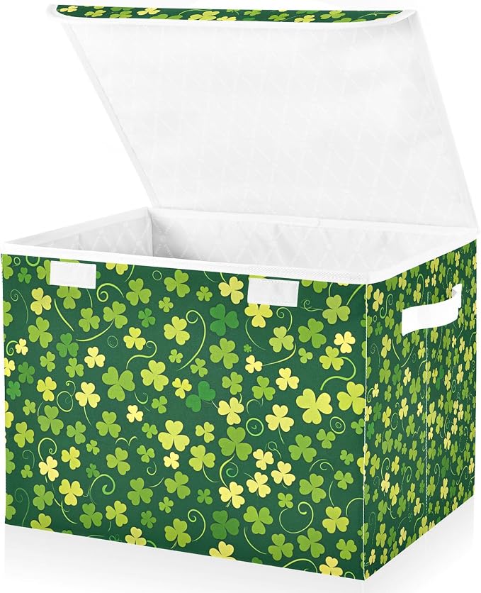 St. Patrick's Day Storage Bins with Lids and Carrying Handle,Foldable Storage Boxes Organizer Containers Baskets Cube with Cover for Home Bedroom Closet Office