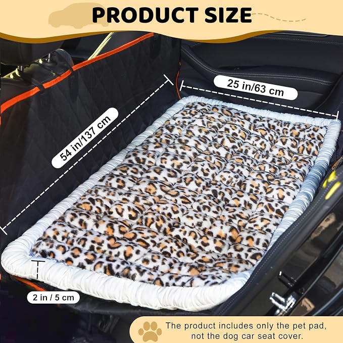 Backseat Dog Bed Mat, Dog Mat for Car Backseat Extender, 24.8'' x 54'' Non-Slip Travel Pet Blanket for Back Seat, Washable, Soft & Scratch-Proof, Universal Fit for Car, SUV, Truck, 2'' Thick