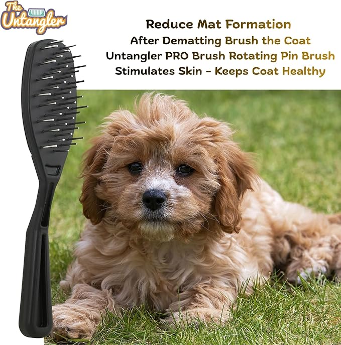 Mini-Rake V-Shape Double Row 1" Rotating Teeth Detangles and Grooms Dogs