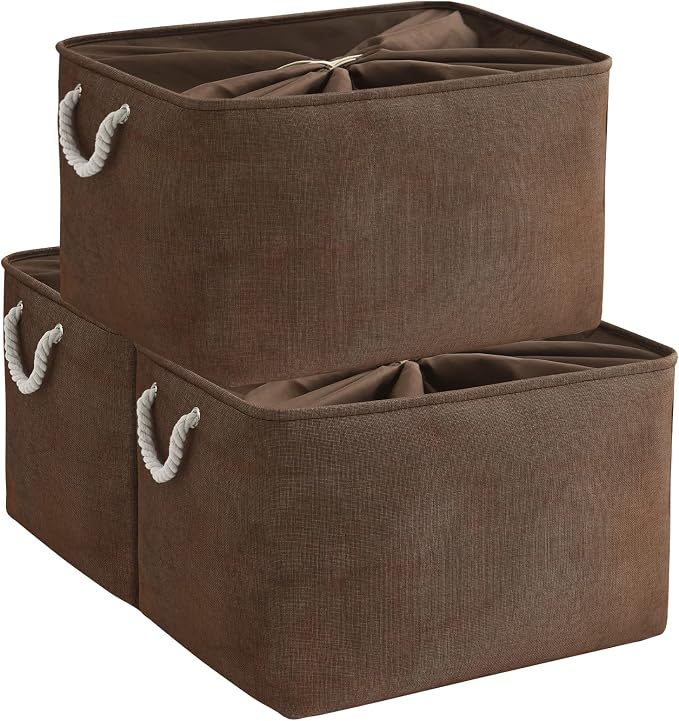 Organization and Storage for Organizing - Extra Jumbo 3 Pack 20.5x15.7x13.8 inch Fabric Storage Bin for Shelves, Storage cubes for Decorative Shoes Towel Blanket Closet (Brown)