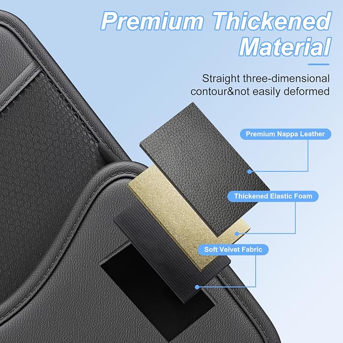 Car Organizer Storage Between Seats, Nappa Leather Headrest Hanging Storage Bag Pocket Purse Holder Snack Holder Automotive Console Organizer for Travel, Driving