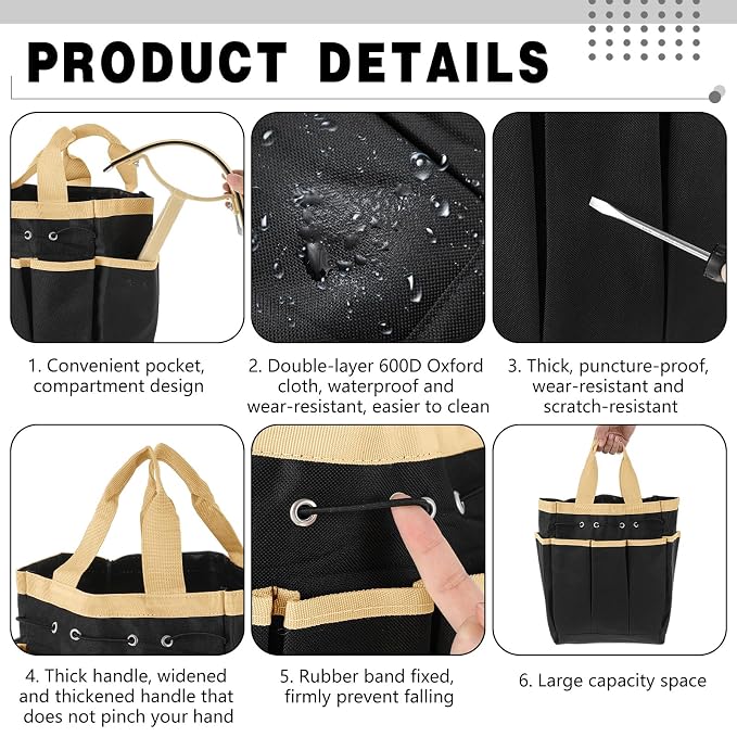 Abbylike Grooming Tote,Vintage,15 x 12 x 5.5 Inch,Khaki and Black | Tote Bag for Horses and Dogs, Organize Tack Tools Equestrian Grooming Kit, Care Portable with Multiple Pockets for Supplies