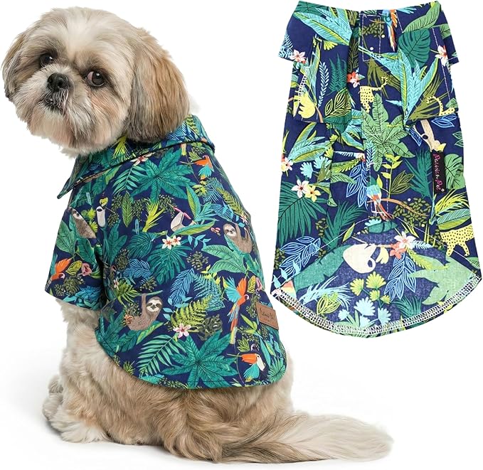 Parisian Pet Amazonia Dog Shirt - Cotton Clothes for Medium Dogs - Stylish Tropical Dog Outfit - Lightweight and Soft Puppy Clothes - Trendy Tshirts for Dogs - Comfortable Summer Pet Apparel