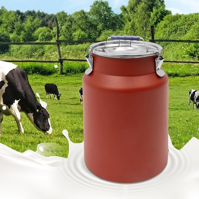 12L Stainless Steel Rice Storage Container with Airtight Lid&Handle, Red | Secure 3-Buckle Locking Lid, Portable Handle and Wide Opening, Stores Rice, Flour, Pet Food, Tea, Oil, Milk, Grains