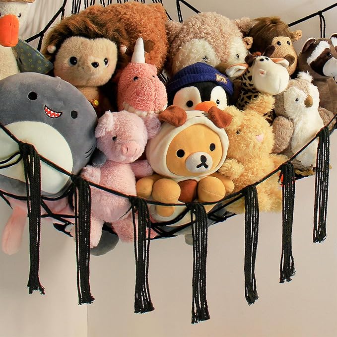mirolam Stuffed Animal Storage Hammock Net - Toy Hammock Net for Stuffed Animals Corner - Hanging Stuff Animal Organizer Holder Large Organization Boys Room Decor