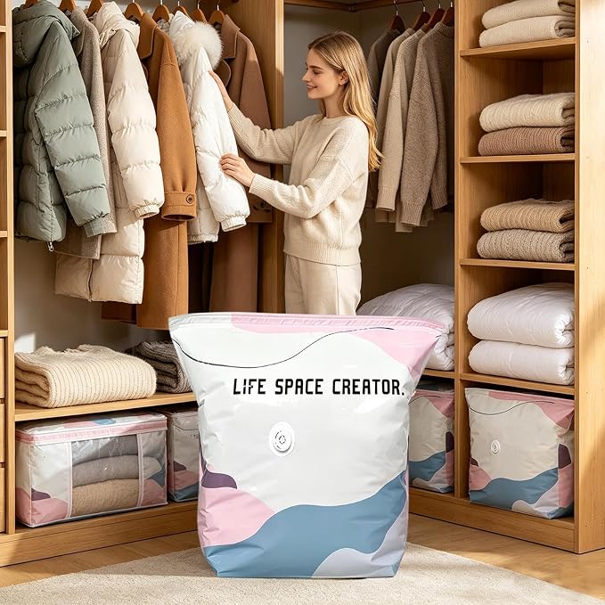 Vacuum Bags for Storage Airtight Reusable Portable Storage Pack | Vacuum Pack Bags for Clothes Clothing Pillows Comforters Bedding Mattress Closet Home