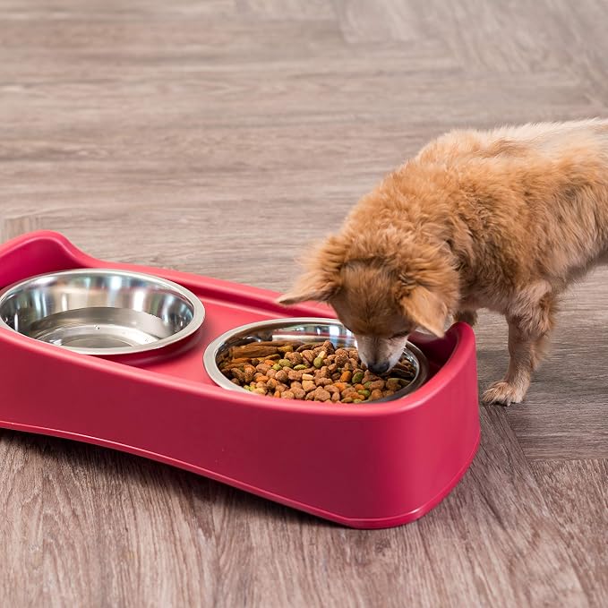 IRIS USA Elevated Dog Bowls, Dual Height 4.63" or 12.25" Made in USA, Black | Includes 2 Stainless Steel Bowls (64oz), Spill Guard, Height Adjustable, Non-Slip Feeder, Helps Reduce Neck Strain