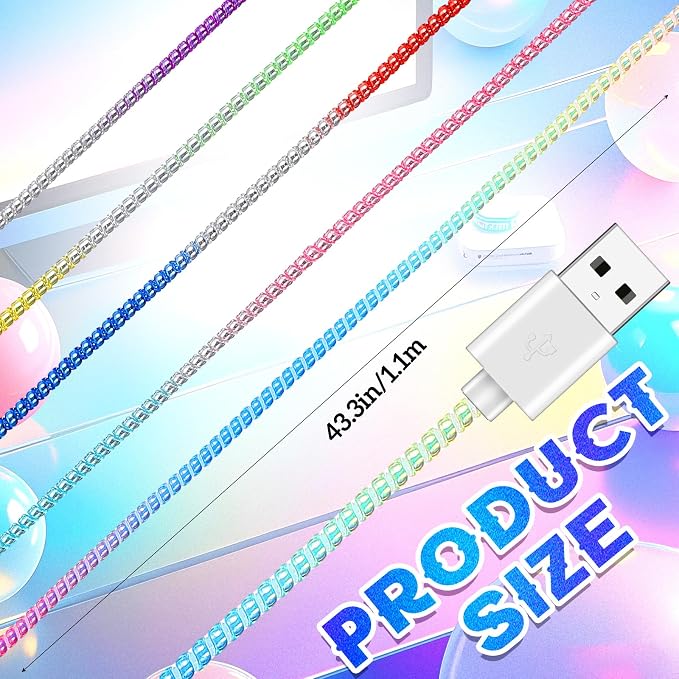 Friends 10 Pcs Cord Protectors from Pets No Chew 43.3'',Mixed Colors | Spiral Cable Protector, Phone Charger Cover, Data Cable Protective Sleeve Chew Proof, USB Wire Cover Stylish, Cat Dog Rabbit