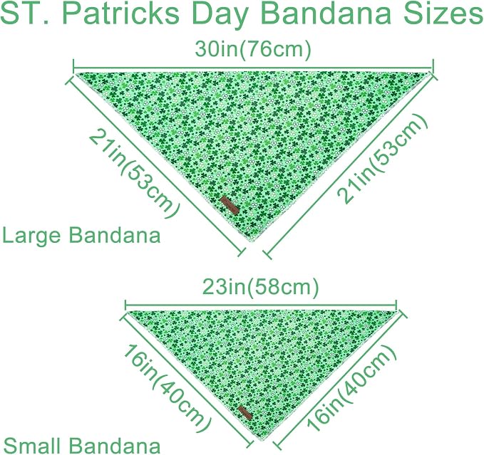 St. Patrick's Dog Bandanas, Shamrock Triangle Bid Scarf for Medium Large Girl Boy Dogs, Spring Cotton Puppy Kerchief, Green Dog Bandana