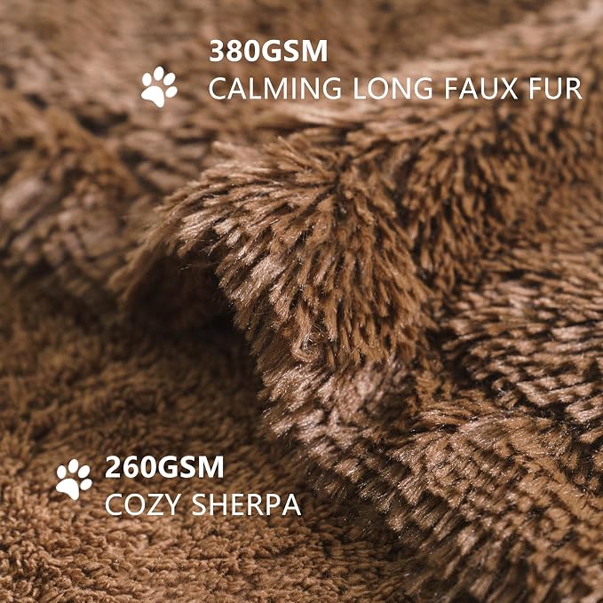 gogobunny Waterproof Dog Blanket for Couch & Furniture Protection - Super Soft Reversible Throw for Large Dogs & Cats, Calming Washable Fur & Sherpa Pet Blanket (25x35 Inch, Chocolate)