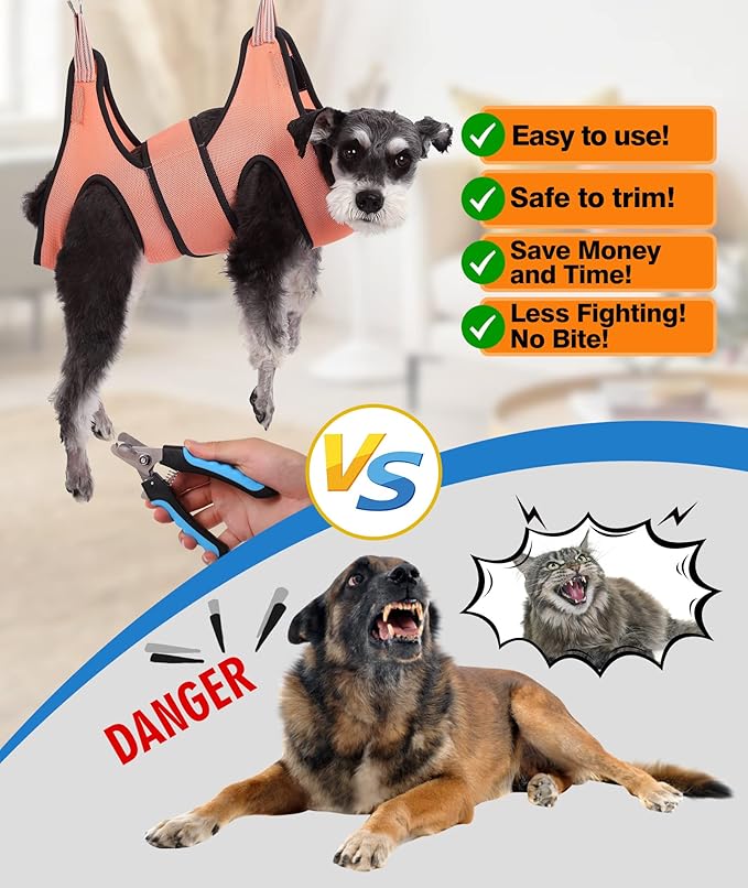 Kkiimatt Dog Grooming Hammock,XXS Pet Grooming Harness for Extra Small Dogs,Hanging Harness for Nail Trimming,Dog Nail Hammock,Grooming Sling Holder with Wide Strap on Pet Restraint Bag