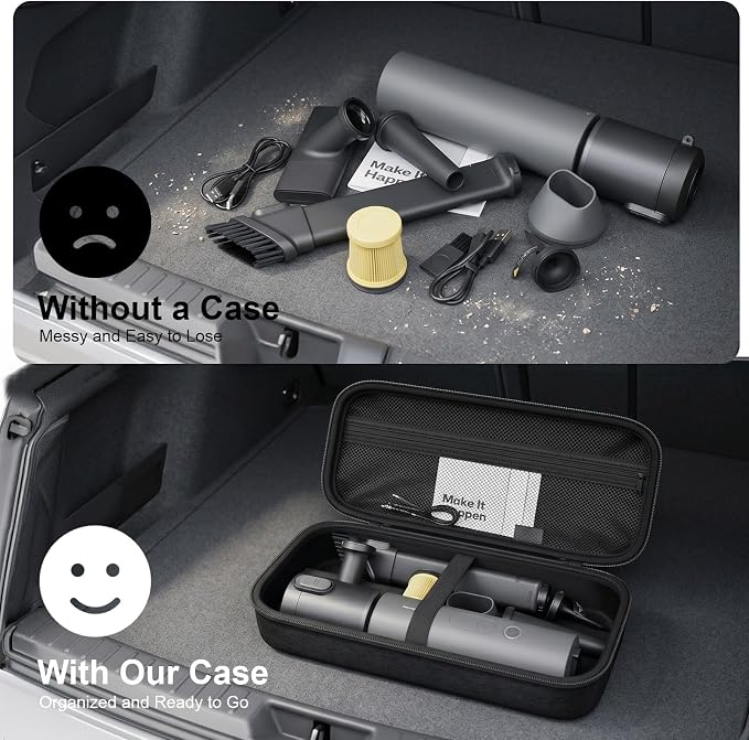 ANKHOH Hard EVA Case for HOTO for Voice-Tank 4-in-1 Car Vacuum Air Duster | Protective Storage Organizer,for Auto Detailing & Office Keyboard Cleaning Kit, Fits Mini Vac & Accessories,Black
