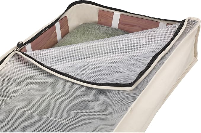 Household Essentials Cedarline Under Bed Storage Bag with Heavy‑Duty Cotton Canvas and Durable 3‑Sided Zipper, Natural Finish