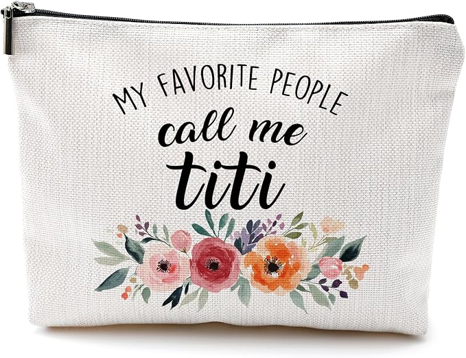 DILSJ Aunt Titi Gifts Makeup Bag, Auntie Gift For Aunts From Niece Christmas Birthday Mothers'S Day Bags For Women, Best Auntie Gifts Zipper Makeup Pouch Travel Organizer Toiletry Bags & Cases