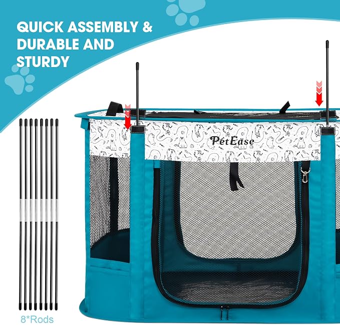 Portable and Foldable Cat Playpen Dog Playpen Small Animal Playepn with Waterproof Bottom, Foldable Pet Cage for Rabbit Puppy Hamster, Indoor/Outdoor Use