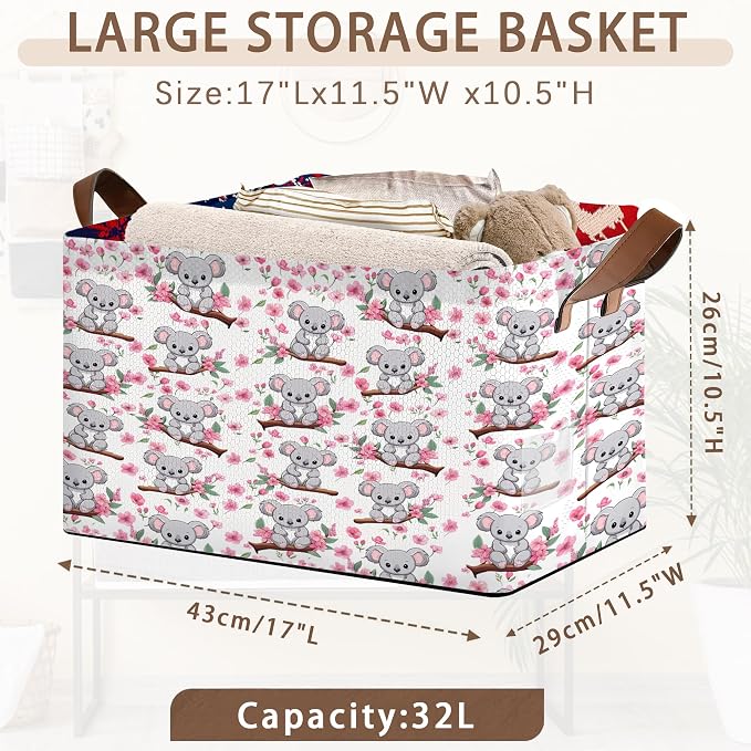 Prehistoric Friends Storage Basket Large 17x11.5x10.5 Inche- Collapsible Fabric Organizer Bin with Handles for Boys Room, Dinosaur Decor, Playroom - Decorative Hamper with Fossil Pattern - Single Pack