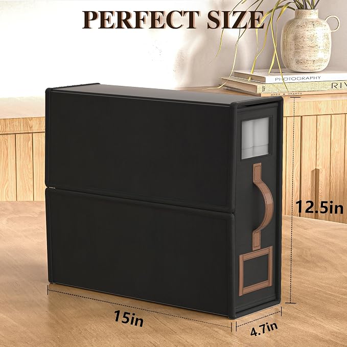 8 Pack Foldable Bed Sheets Set Organizers and Storage(King & Queen Size),Linen Fabric Closet Organizers with Window,Folding Bedding Storage Box for Bedsheets and Pillow Cube Organizer-Black