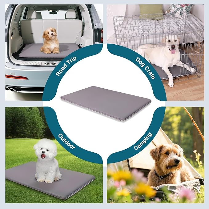 Dog Crate Pad Mat, Waterproof Wipeable Kennel Bed, 29x18, Graphite Grey | Outdoor Wipe-Clean Kennel Pet Mat for Medium Dogs, Non-slip Bottom, Lightweight & Portable, Suit for Travel, Trunk