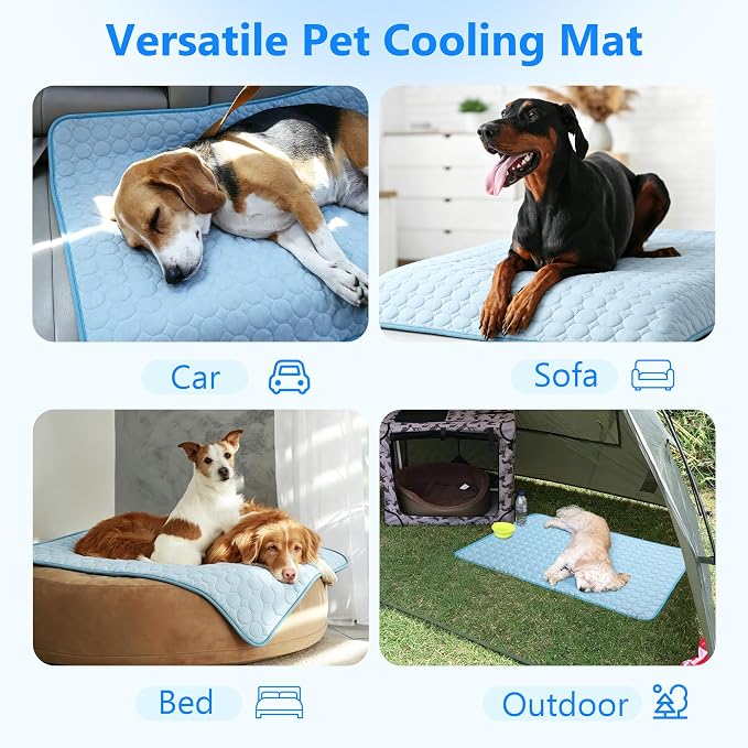 MCEAST Dog Cooling Mat 39" x 27.5" Self Cooling Pad for Dogs & Cats Non-Slip Cool-Chill Mats Summer Pet Blanket with Storage Bag Washable & Portable Cool Pet Pad for Floor Sofa Bed Car Travel, Large