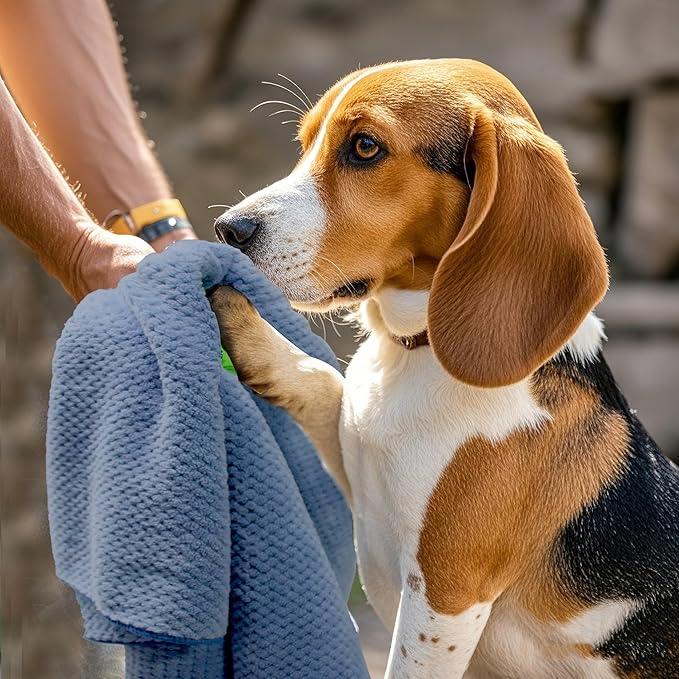 NVNAN Microfiber Dog Towels - 40x24 Inch, Super Absorbent & Quick - Drying, Soft Pet Grooming Towel for Small & Medium Dogs & Cats, Blue