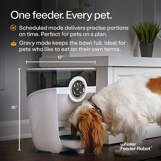 Feeder-Robot by Whisker, White with Smoke-Grey Hopper