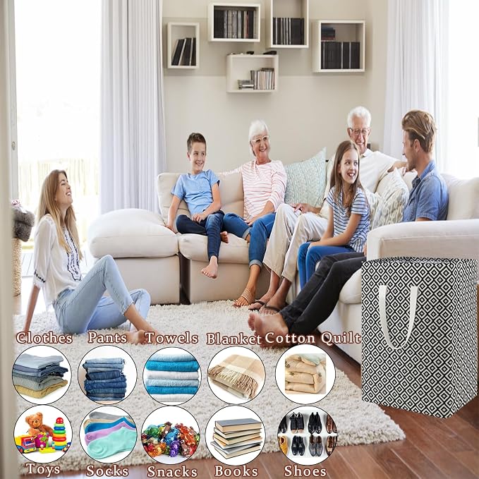 Waterproof Laundry Hamper Collapsible Laundry Basket Leather Handle Laundry Bag Large Clothes Storage Toy Organization for Bathroom Bedroom Laundryroom College Dorms (Pop-Up Laundry Hampers-004)