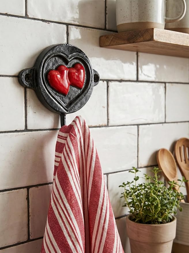 Aluminium Heart Print Wall Hook for Entryway, Bedroom & Bathroom | Decorative Heavy Duty Wall Mounted Coat Hook for Keys, Hats, Towels, Bags & Home Décor Organizer