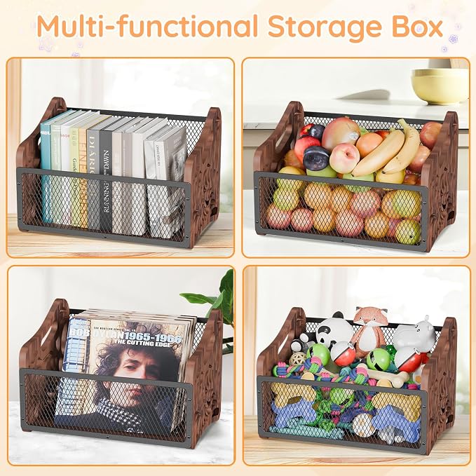 Large Dog Toy Basket,Wood Dog Toy Box,Cat Toy Basket Box | Dogs Toys Storage Bin,Pet Toys Baskets for Living Room Outdoors Organizing Storage