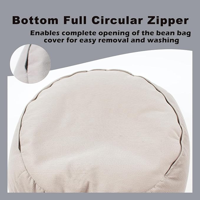 LPMOERA Stuffed Animal Storage Soft Bean Bag Cover No Filler Dark Grey | Skin-Friendly,Portable,Wide Easy-Load Opening,Hidden Zipper,Decorative Organizer