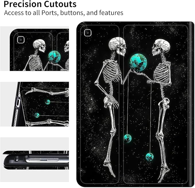 for Samsung Galaxy Tab S5e 10.5" 2019 SM-T720/T725 Case | Slim Leather Smart Cover with Multi-Angle Anti-Slip Stand [Auto Wake/Sleep] Shell for Women Men, Skull Earth