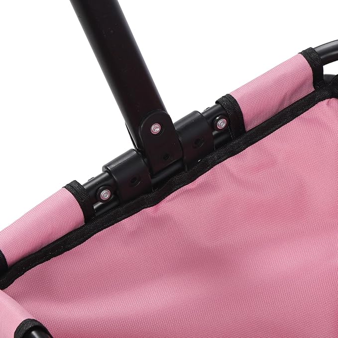 Dog Stroller Foldable Pet Buggy Portable Cat Carrier with Storage Basket 28.6lbs Capacity 51x35x23cm 4 Wheels Removable Liner Safety Leash for Small Pets