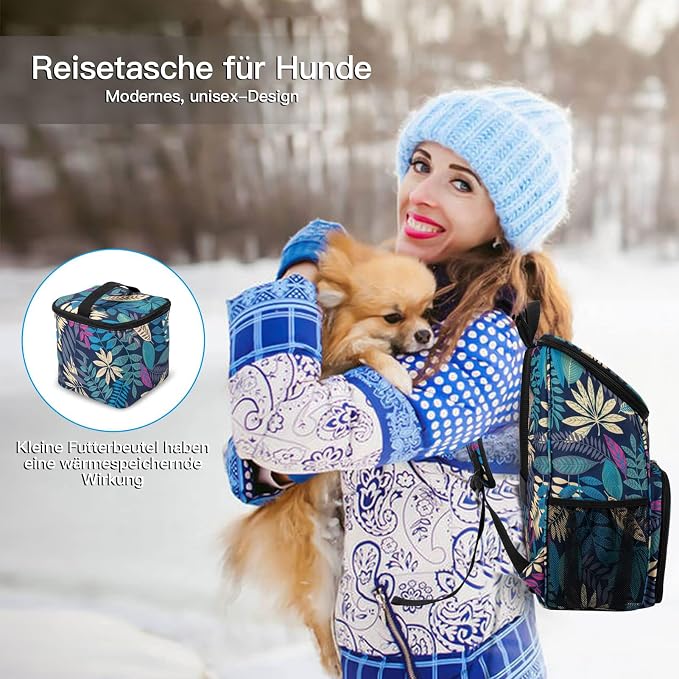 BAGLHER丨Dog Travel Bag, Airline Approved Pet Supplies Backpack, Dog Travel Backpack with 2 Silicone Collapsible Bowls and 2 Food Baskets