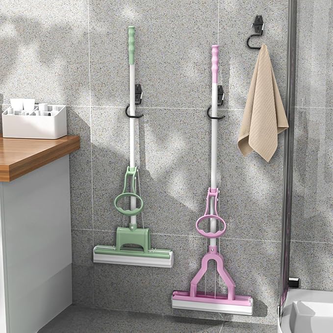 Tlence 16 Pack Metal Broom Hooks, Heavy Duty Garage Holder Wall Mount, S Type Anti-Slip Mop Rack, Cleaning Tools Holder Storage Organizer Hanger for Shovel Rakes Shed Garden Lawn Yard