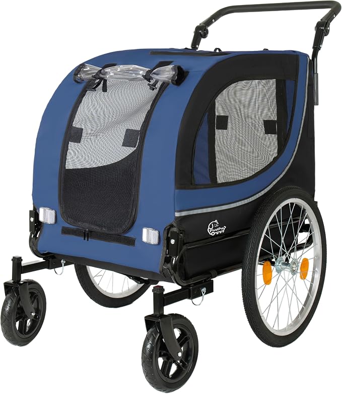 2-in-1 Dog Bike Trailer & Pet Stroller for Dogs Up to 100 lbs, Foldable