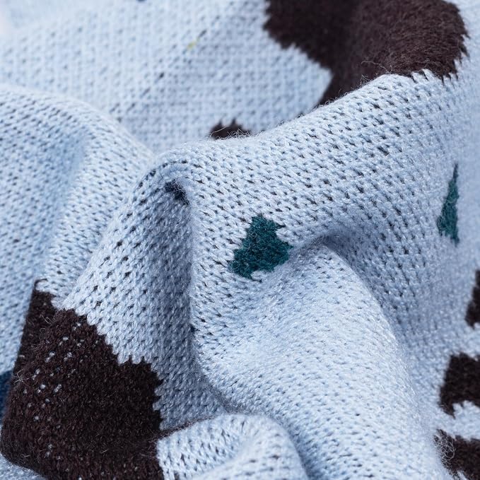Fitwarm Polar Bear Dog Jacquard Sweater, Cozy Winter Clothes for Small Dogs Boy Girl, Knitted Pet Outfit, Light Blue, Black, Large