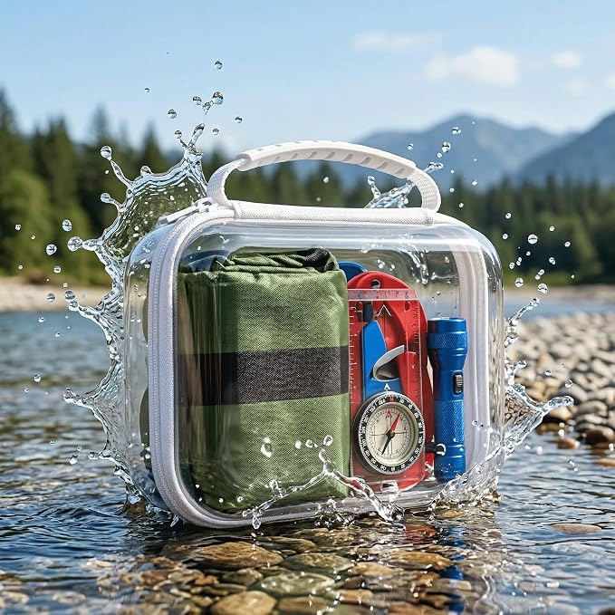 Clear Hard Shell Organizer Cases, 3 Pack with Handle | Durable PET shell with water-resistant, scratch-resistant surface for travel, toiletries, electronics and toys